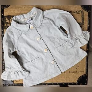 Tahari Girl's Gray Cotton Collared Ruffle Sleeve Button Down Jacket Size 3T